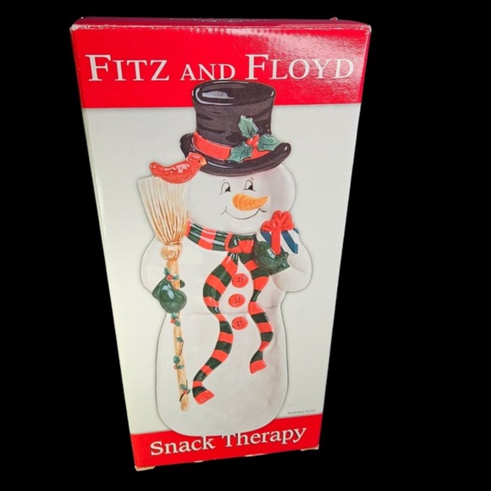 Fitz And Floyd‎ Snack Therapy Snowman Serving Tray Plate Dish Holiday Xmas Decor